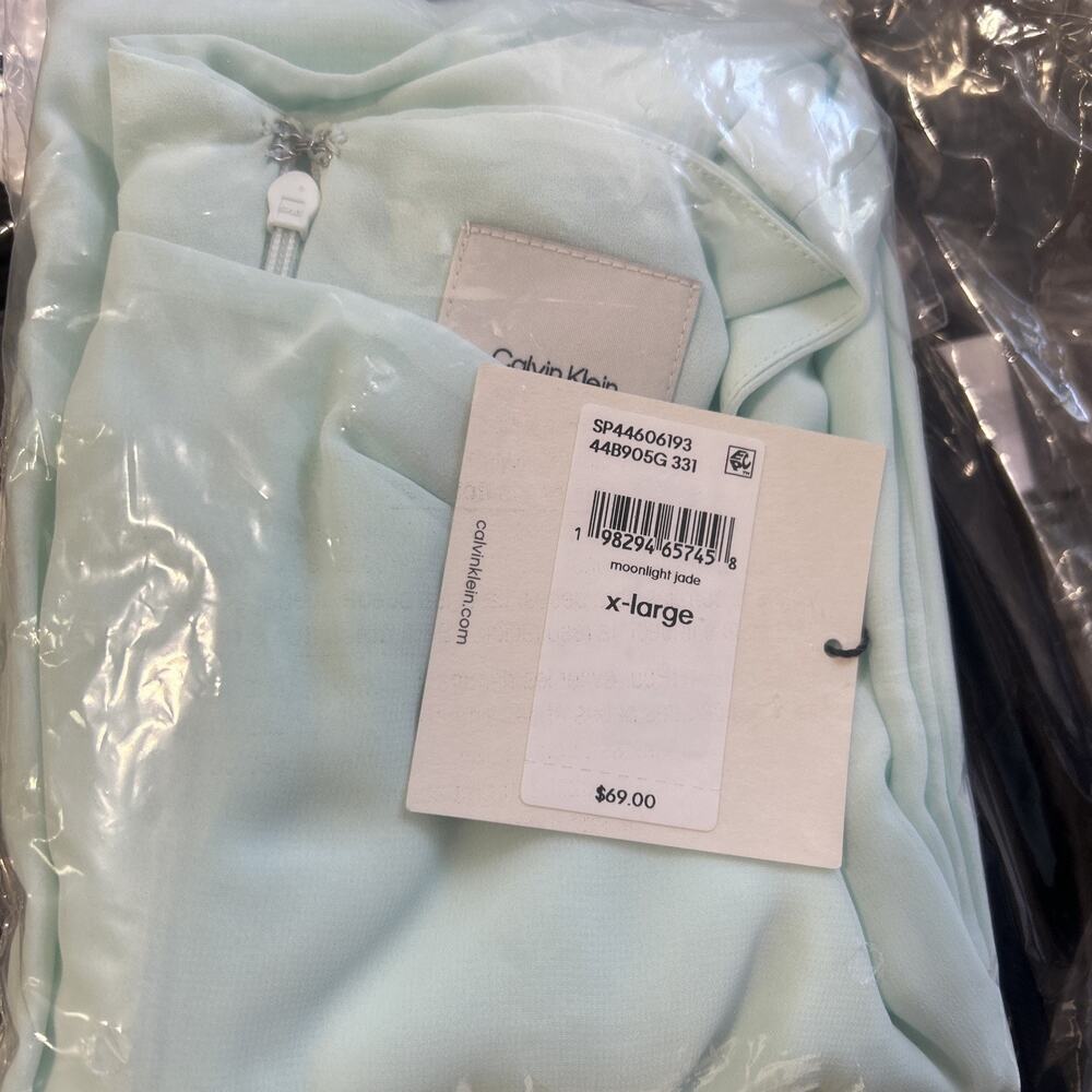 Calvin Klein Satin Cowl Neck Sleeveless Mint Top Womens Size X-large NWT